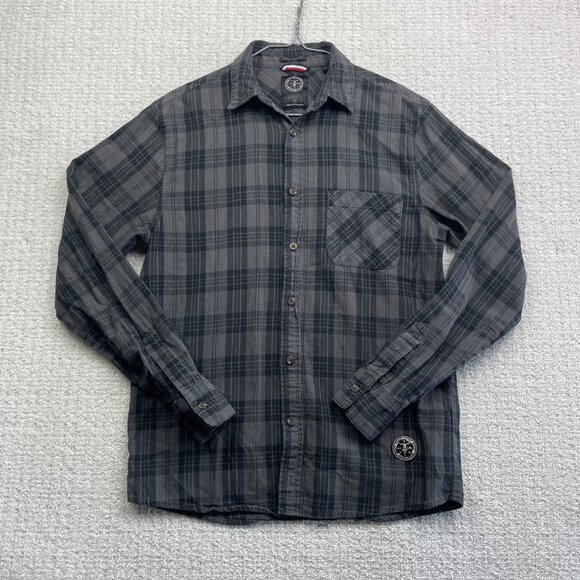 Le Temps des Cerises Plaid Button Up Shirt Men’s Sz S Gray Black Long Sleeve - Picture 1 of 14
